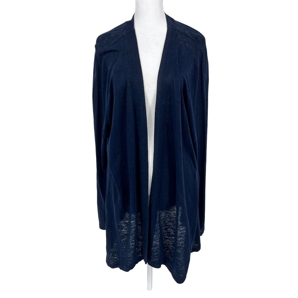 J. Jill Love Linen Black Long Sleeve Cardigan Sweater XL Lagenlook Minimalist